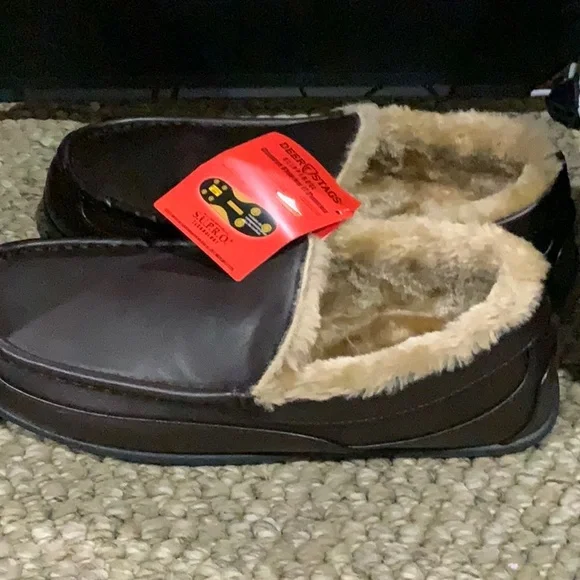 #205 Deer Stags NWT Men's Sz 11 Brown Fur-Lined Slippers - Picture 5 of 10